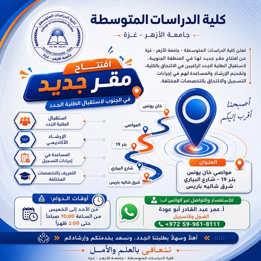 مقر جديد لكلية الدراسات المتوسطة في الجنوب لاستقبال الطلبة الجدد
